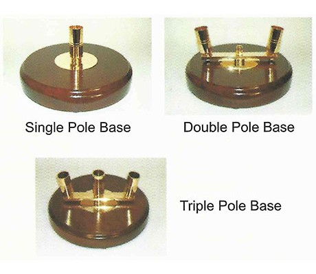Circular wood bases to take, 2 poles